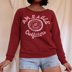 Maroon AEO Crewneck Pullover Sweatshirt
